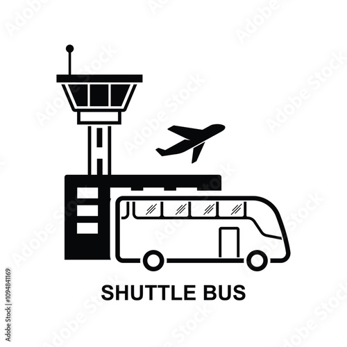 Airport shuttle bus icon. Airport transport service isolated on background vector illustration.