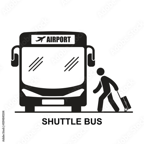 Airport shuttle bus icon. Airport transport service isolated on background vector illustration.