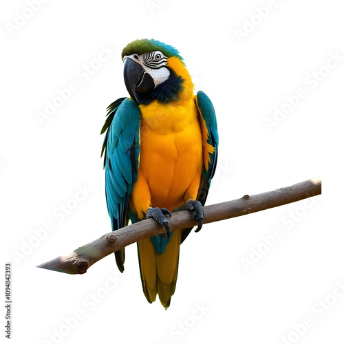 blue and yellow macaw isolate on transparent background 