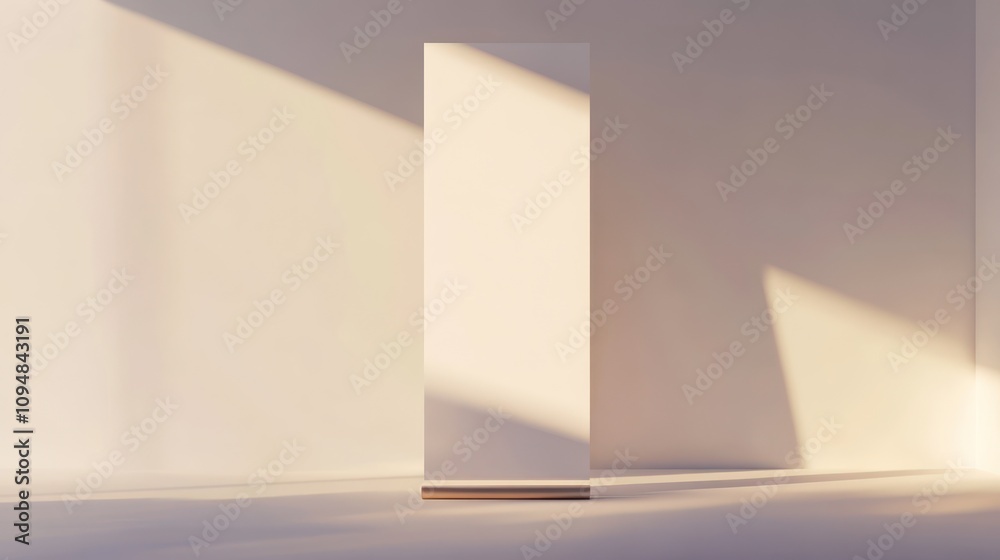Obraz premium Minimalist Roll Up Banner Mockup in Sunlit Room