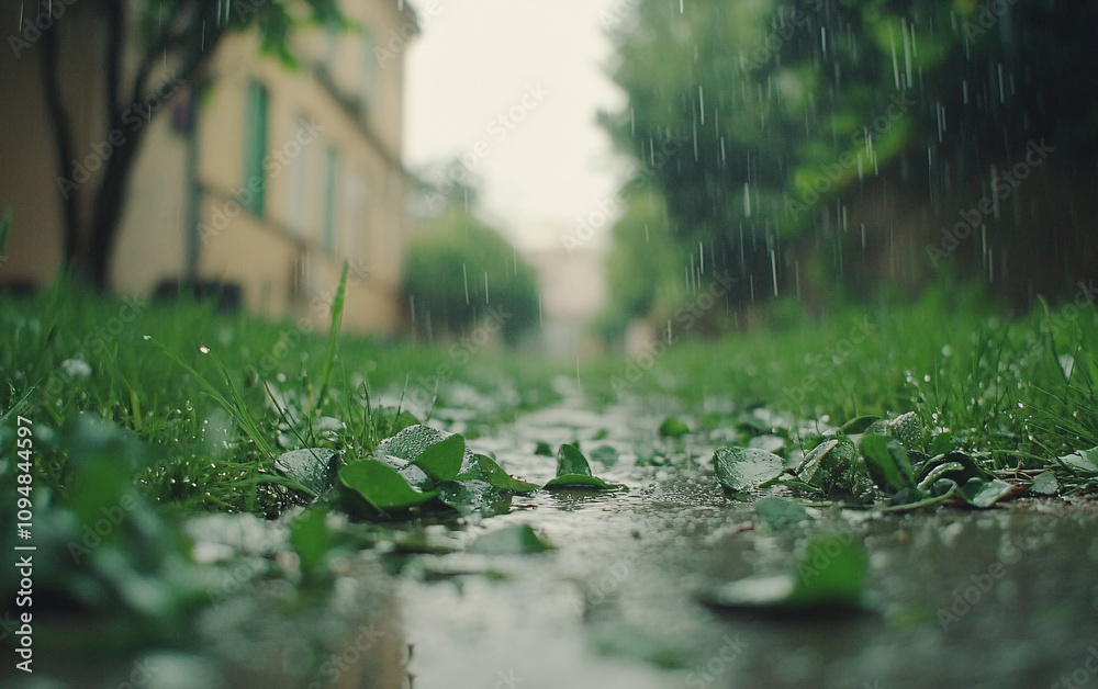 Rain-Soaked Urban and Natural Scenes with Reflections, Lush Greenery, and Soft Light Capturing the Freshness and Serenity of Post-Rain Environments Rain-Soaked Urban and Natural Scenes with Reflections, Lush Greenery, and Soft Light Capturing the Freshness and Serenity of Post-Rain Environments