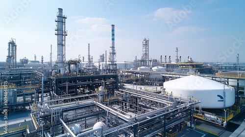 Wallpaper Mural Organized and Clean Fuel Refinery with Large Steel Storage Tanks in an Industrial Landscape Setting Torontodigital.ca