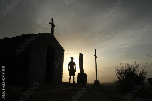 pôr do sol no serrote da cabeça do boi, no seridó paraibano photo