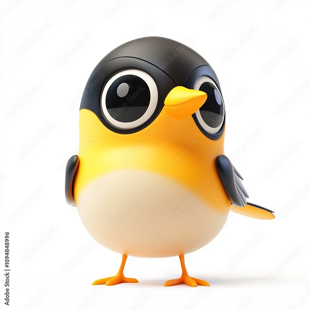 Obraz premium Adorable 3D Cartoon Penguin Figurine on Minimalist White Background