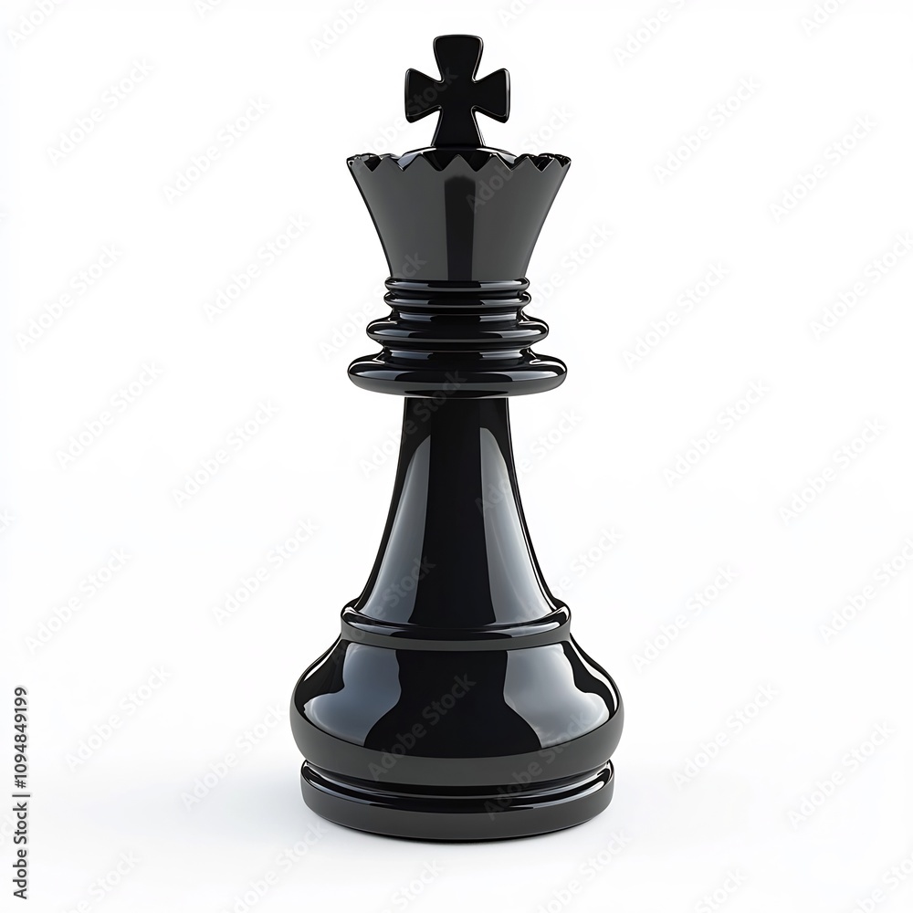 Black Chess Piece with Crown - Minimalistic 3D Cartoon Black Chess Piece with Crown - Minimalistic 3D Cartoon