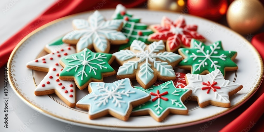 Festive holiday cookies decorated with intricate icing designs for christmas celebrations Festive holiday cookies decorated with intricate icing designs for christmas celebrations
