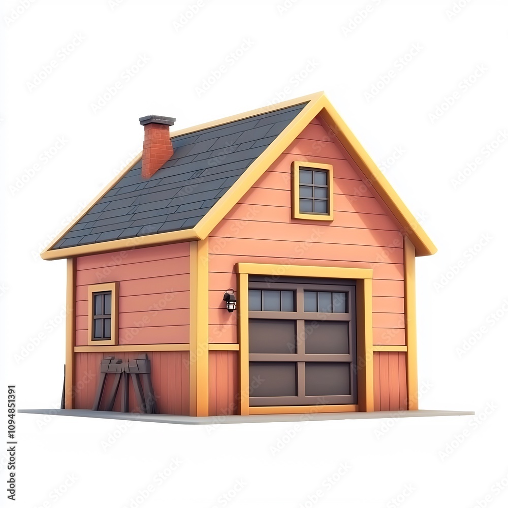 Charming Wooden Outbuilding with Cute Cartoon Style 3D Rendering Charming Wooden Outbuilding with Cute Cartoon Style 3D Rendering