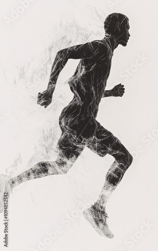 Dynamic Silhouettes of Runners in Motion with Vibrant Color Overlays, Highlighting Speed, Fitness, and Modern Sports Visuals photo