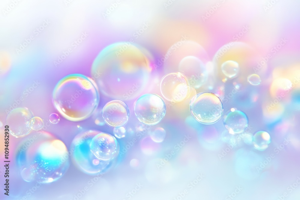 Pastel-colored glass bubbles on a white background Pastel-colored glass bubbles on a white background