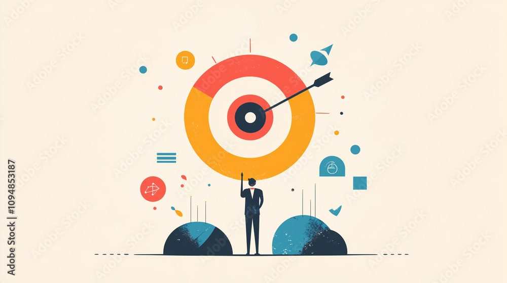 Obraz premium Business man and woman flat vector illustration with speach bubble, business background concept