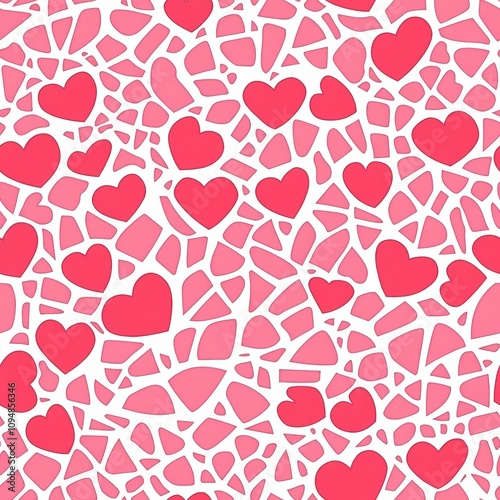 Romantic Seamless Pattern with Delicate Hearts, Valentines Day Graphic, Love and Romance Design