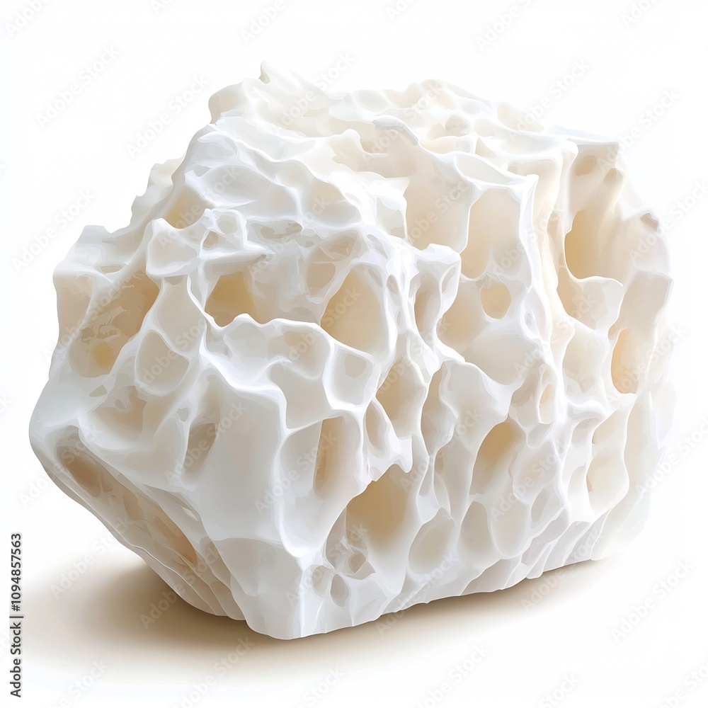 Photo of Textured Alabaster Stone on White Background Photo of Textured Alabaster Stone on White Background