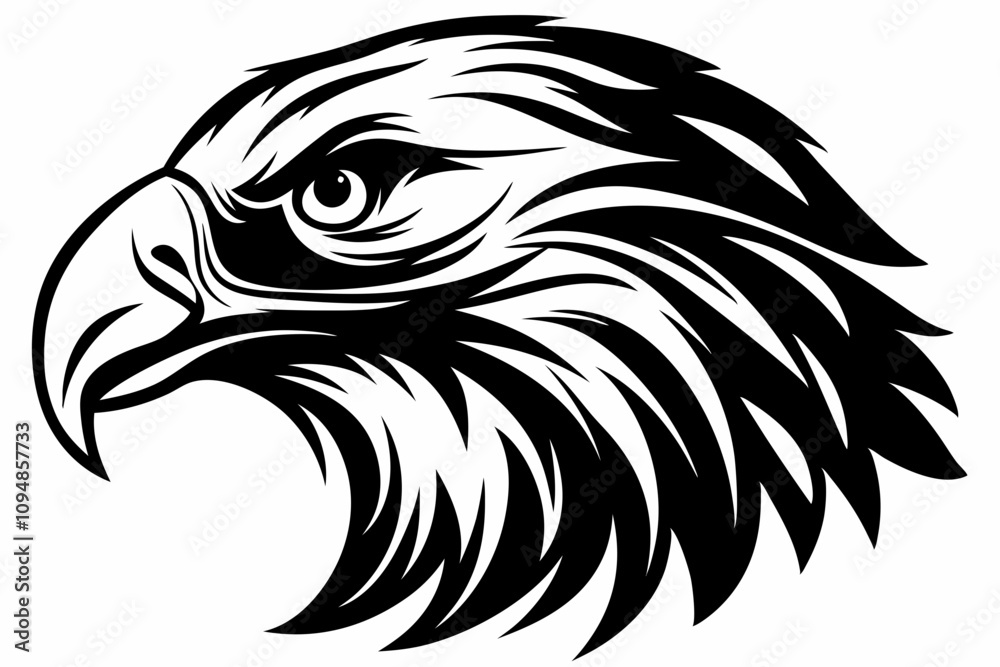 Obraz premium Majestic Eagle Head Silhouette Vector Design with Bold and Clean Lines