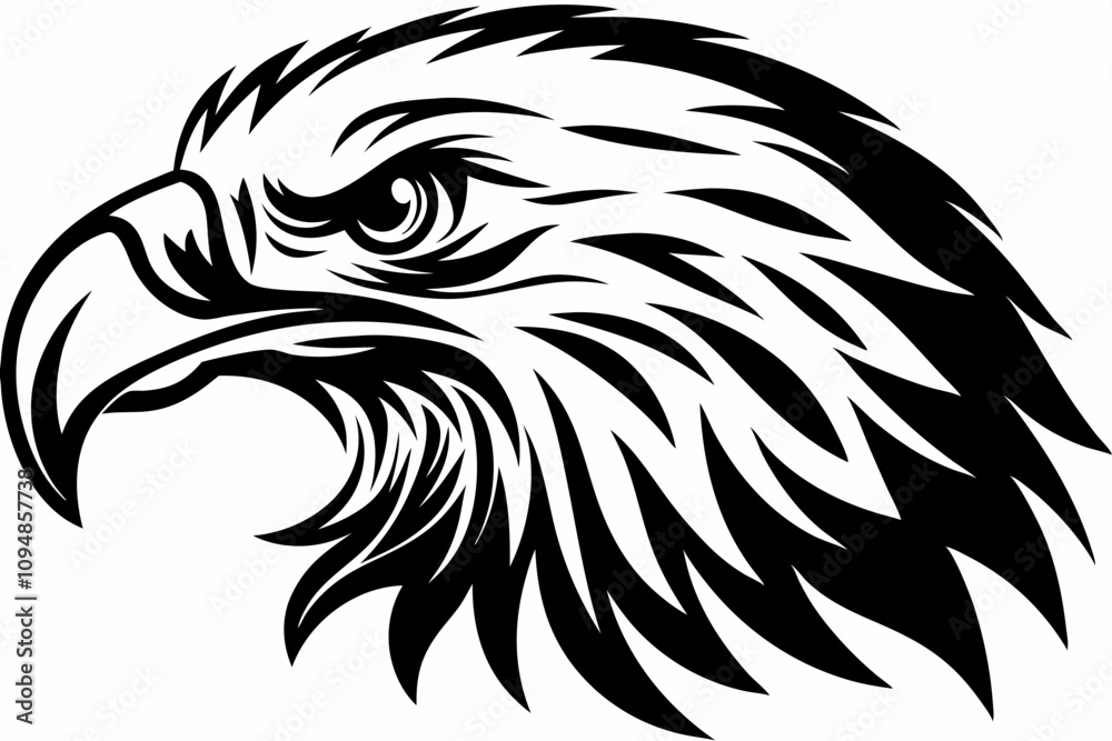 Obraz premium Majestic Eagle Head Silhouette Vector Design with Bold and Clean Lines