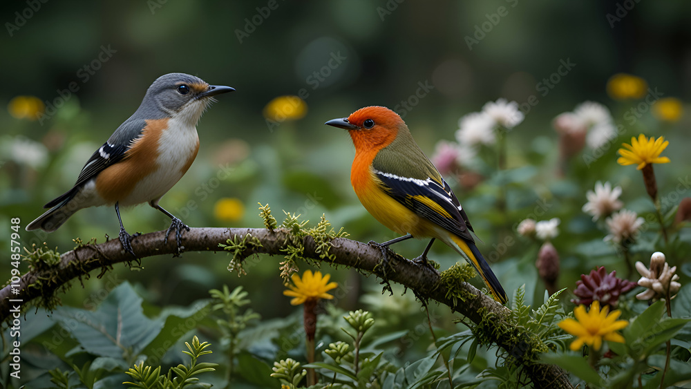 Obraz premium robin on a branch