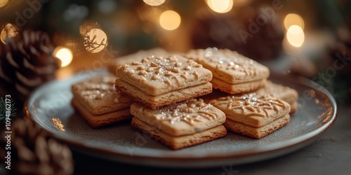 Festive Christmas Cookies with Red and Green Sprinkles on a Plate