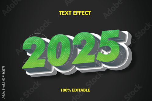 Editable text style effect - 2025 text style theme.