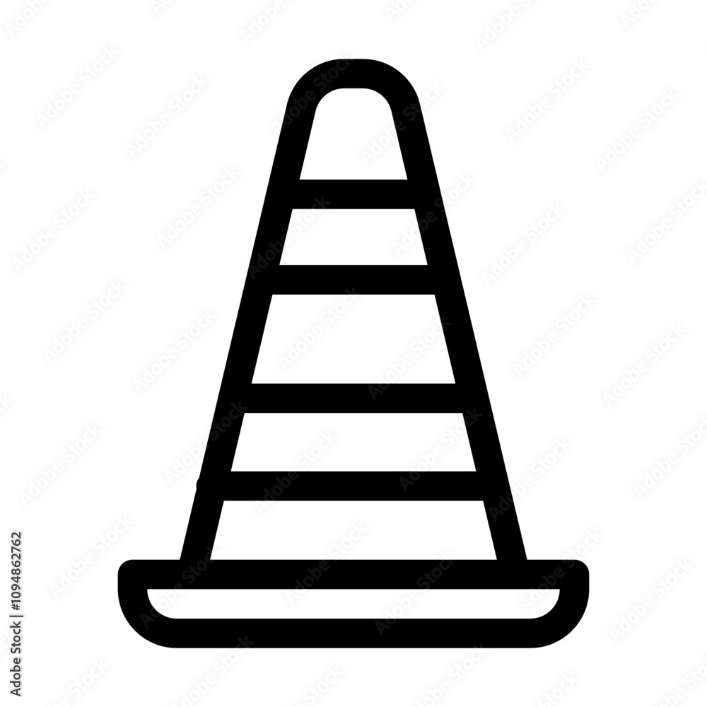 Construction cone, safety quipment icon - Outline style Construction cone, safety quipment icon - Outline style