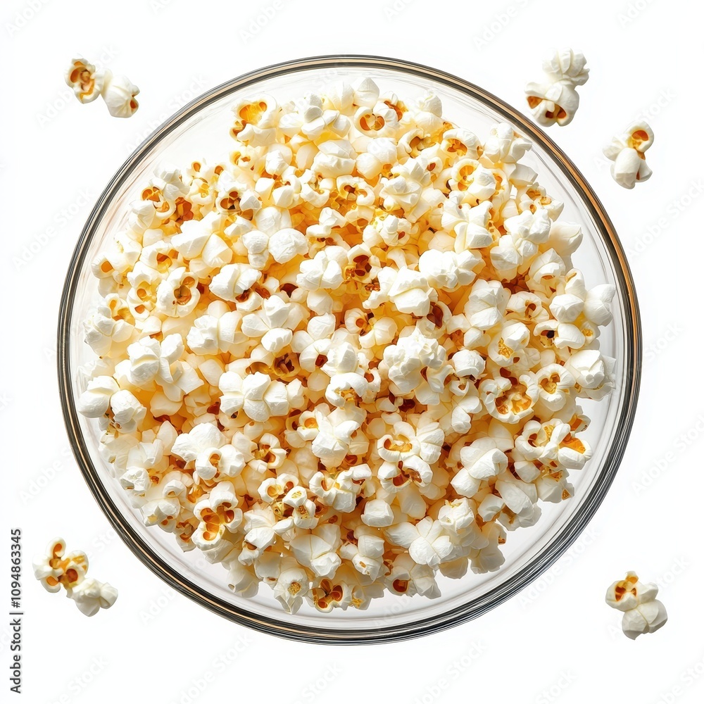 A bowl of popcorn, perfect for snacking during movies or gatherings. A bowl of popcorn, perfect for snacking during movies or gatherings.