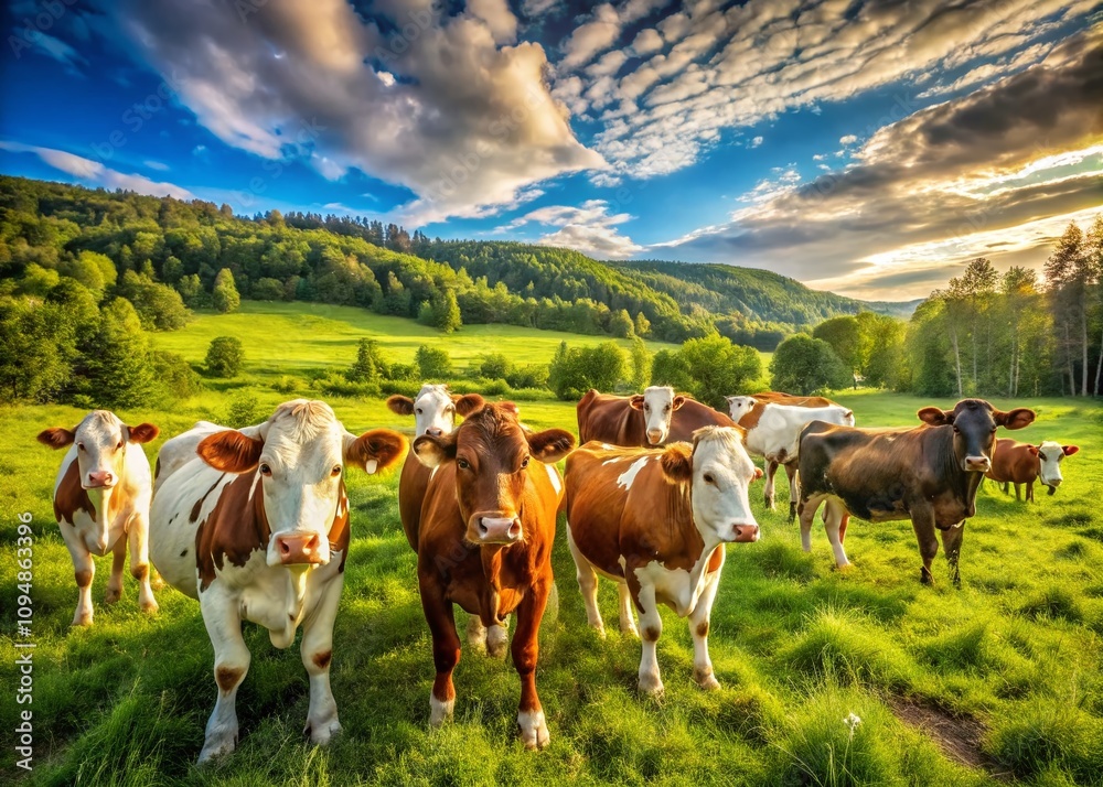 Captivating Candid Photography of Diverse Cow Colors in Natural Settings, Showcasing Their Unique Patterns and Textures in Lush Green Pastures and Sunny Fields Captivating Candid Photography of Diverse Cow Colors in Natural Settings, Showcasing Their Unique Patterns and Textures in Lush Green Pastures and Sunny Fields