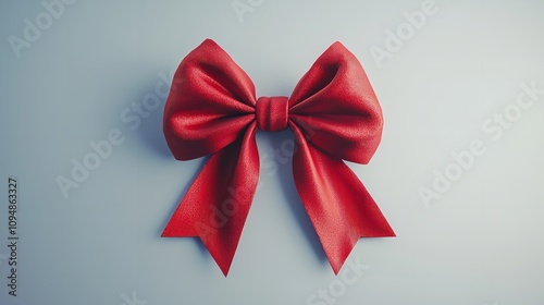 Red ribbon and bow with gold isolated against a white background