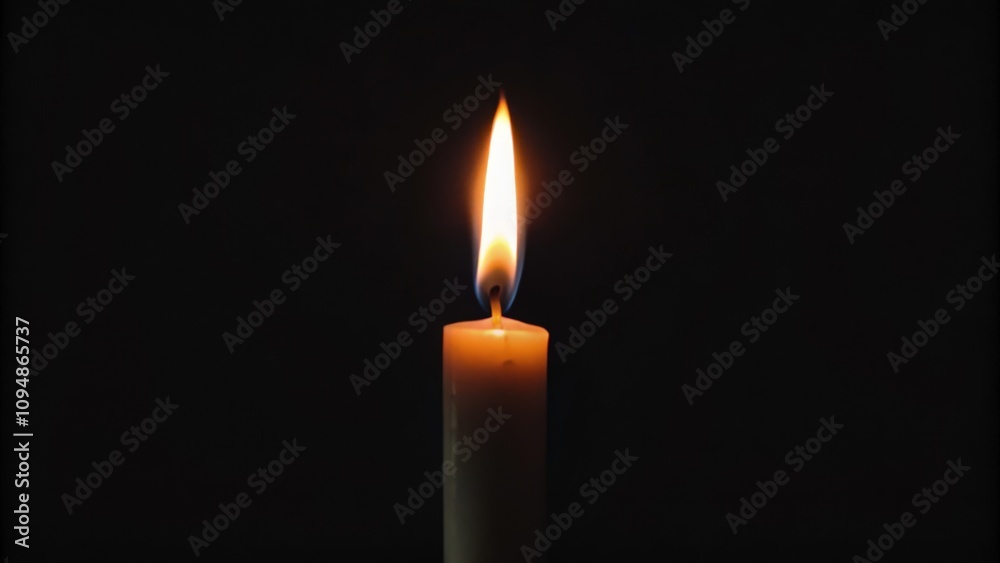 A Single Candle Flame Against a Dark Background A Single Candle Flame Against a Dark Background