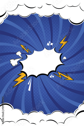 Retro pop art comic Superhero with lightning halftone dots background. Cartoon vs. Vector