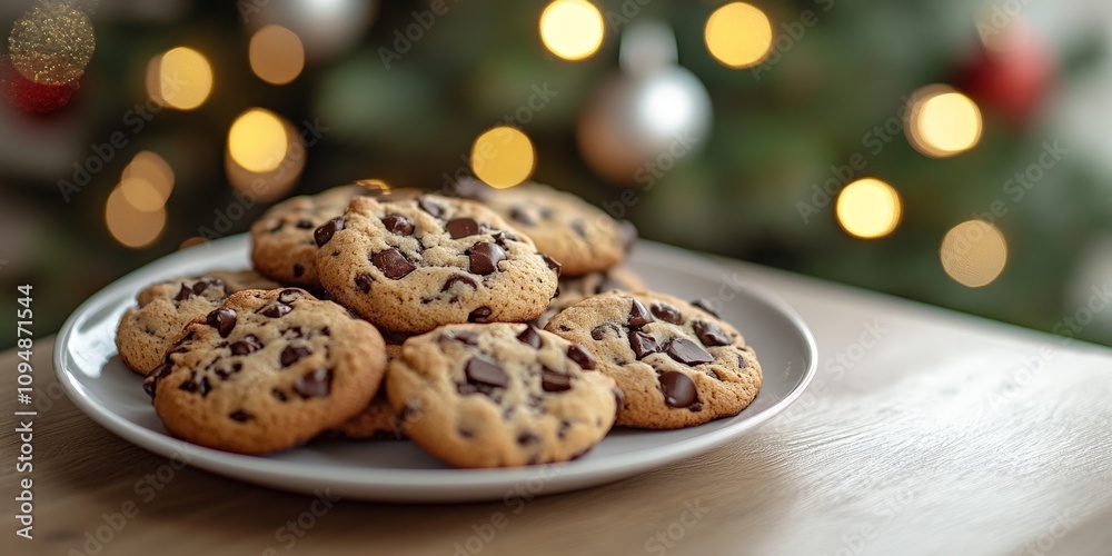 Festive Christmas Cookies with Red and Green Sprinkles on a Plate Festive Christmas Cookies with Red and Green Sprinkles on a Plate