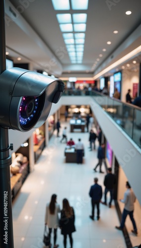 Security camera in a shopping mall for theft prevention purposes photo