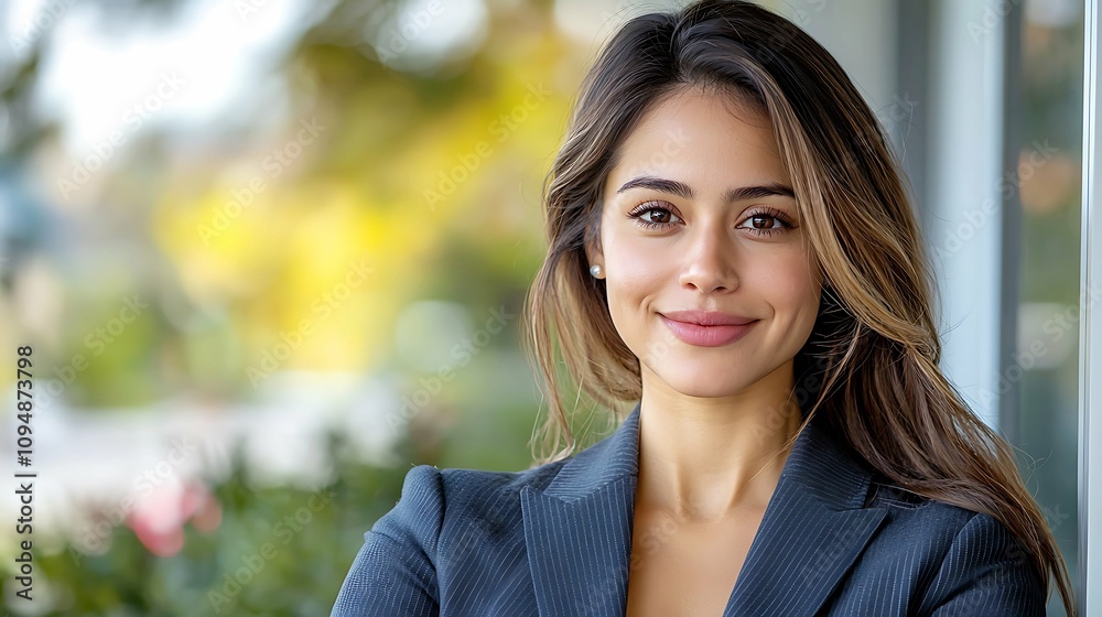 A confident and experienced professional female in a tailored business suit stands outside her office, exuding warmth and professionalism as she prepares to greet her clients with a reassuring smile. A confident and experienced professional female in a tailored business suit stands outside her office, exuding warmth and professionalism as she prepares to greet her clients with a reassuring smile.
