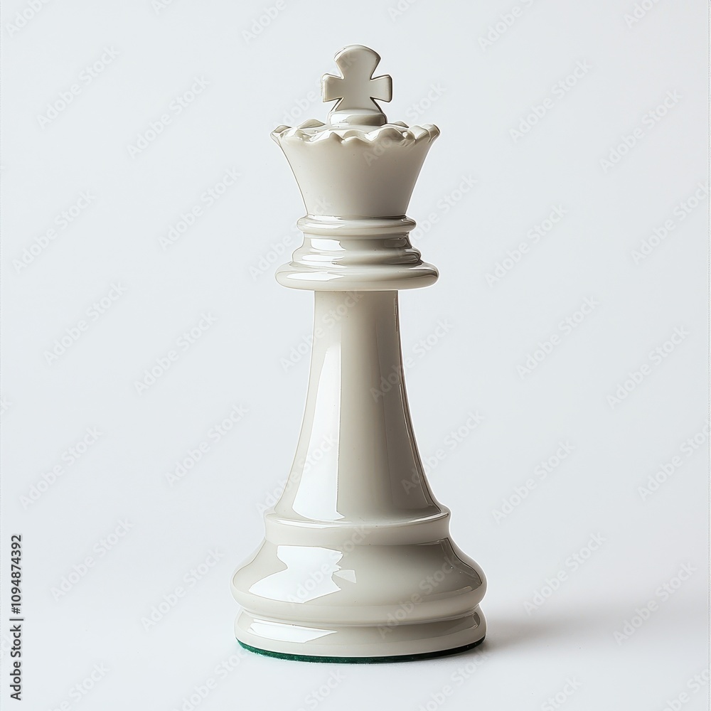 Isolated white chess king piece on background minimalist conceptual art Isolated white chess king piece on background minimalist conceptual art