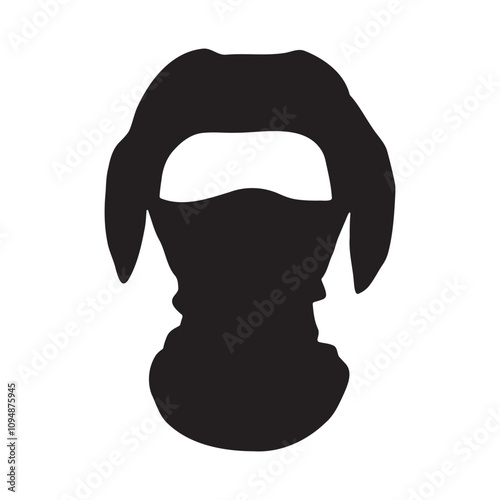 Dog Winter Warmer Face Mask Silhouette Vector Illustration