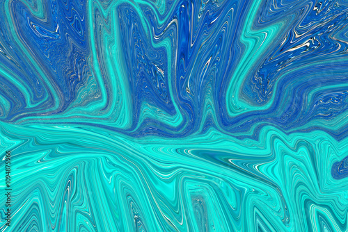 Abstract 4k wallpaper. Liquid fluid, black dark marble, obsidian, with blue, aqua, teal ripples.