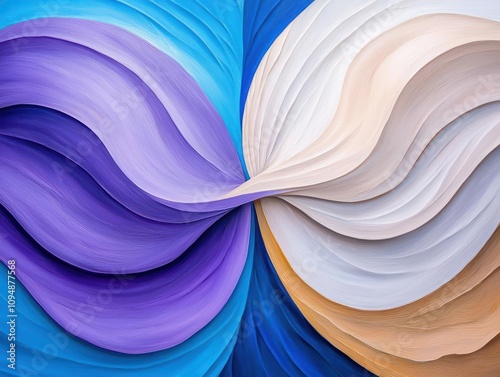 Abstract fluid shapes in vibrant colors creating a harmonious visual flow.