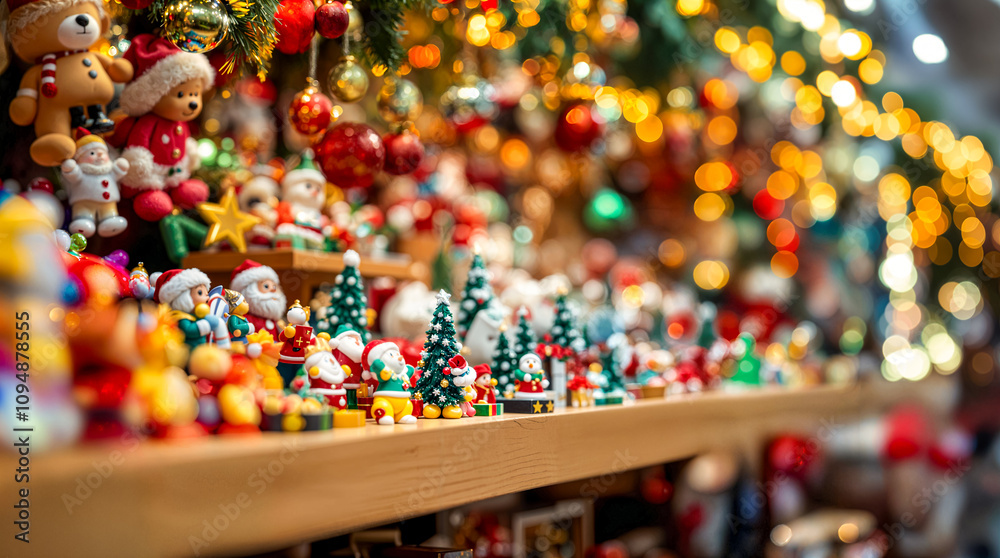 Obraz premium Colorful Christmas Decorations and Ornaments on Display
