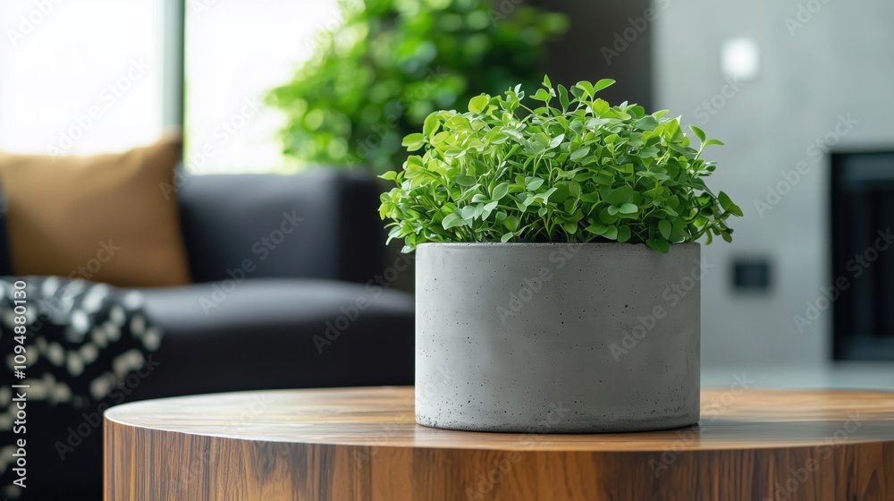 Minimalist Concrete Planter with Greenery Minimalist Concrete Planter with Greenery