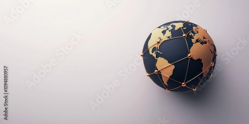 internationaleconomics  foreignexchange  agreements concept. A globe showcasing connected countries with a focus on global networks and technology. photo