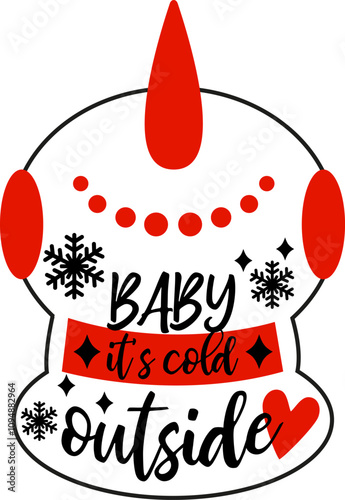 Red snowman with quote. Christmas concept. Vector Print
