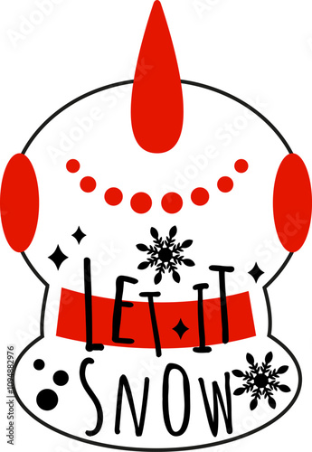 Red snowman with quote. Christmas concept. Vector, Print