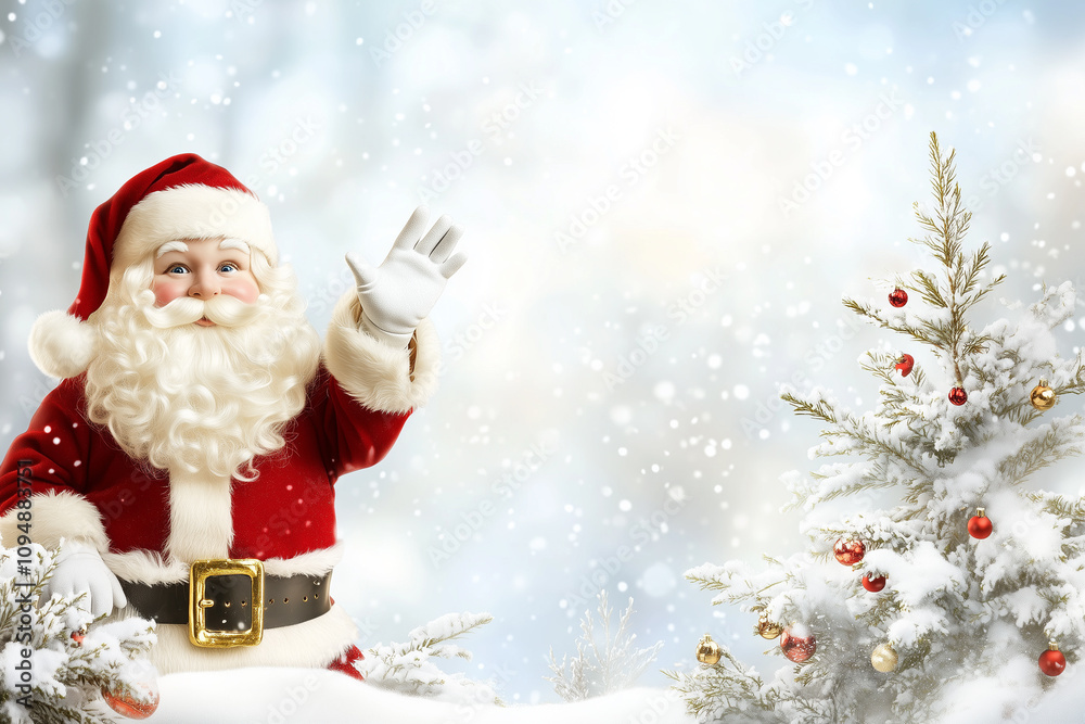 Santa Claus with a Christmas Tree Background Santa Claus with a Christmas Tree Background
