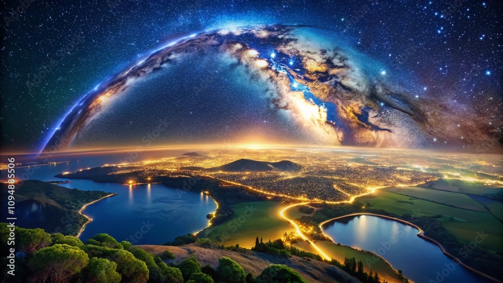 Captivating Long Exposure of the African Continent Showcasing Diverse Countries Under a Starry Sky, Highlighting Natural Landscapes and Cultural Richness Across the Region Captivating Long Exposure of the African Continent Showcasing Diverse Countries Under a Starry Sky, Highlighting Natural Landscapes and Cultural Richness Across the Region
