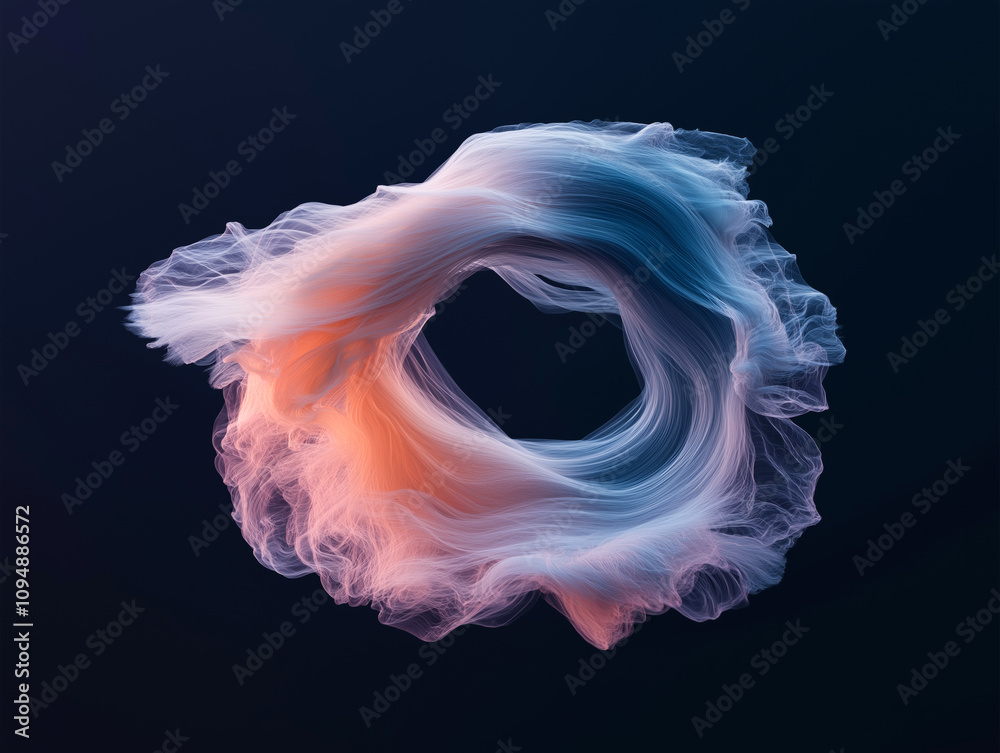 Fototapeta premium Abstract Flowing Gradient Circle in Soft Blue and Orange Hues 