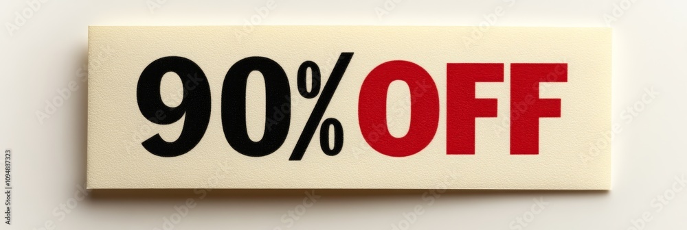 Ivory Square Note Featuring 90 OFF in Bold Text, Ideal for Sales and Discount Promotions Ivory Square Note Featuring 90 OFF in Bold Text, Ideal for Sales and Discount Promotions