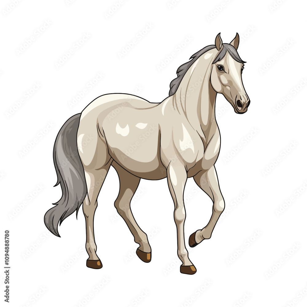 Horse Vector Illustration with Nature Background Horse Vector Illustration with Nature Background