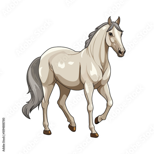 Horse Vector Illustration with Nature Background