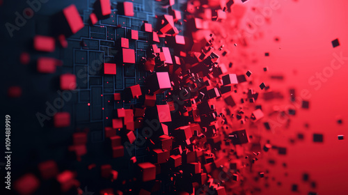 anti tracking spyware software. Abstract depiction of software algorithms dismantling in red