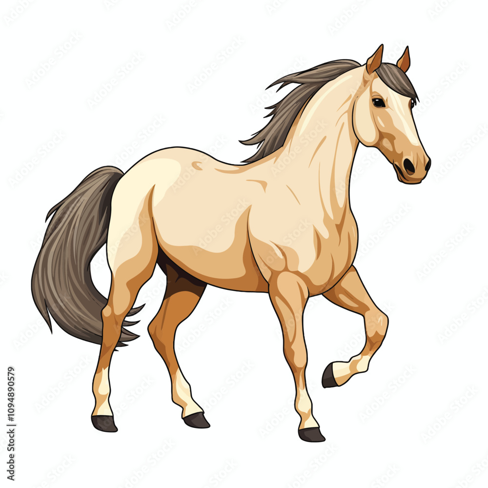 Obraz premium Running Herd of Horses Vector Illustration