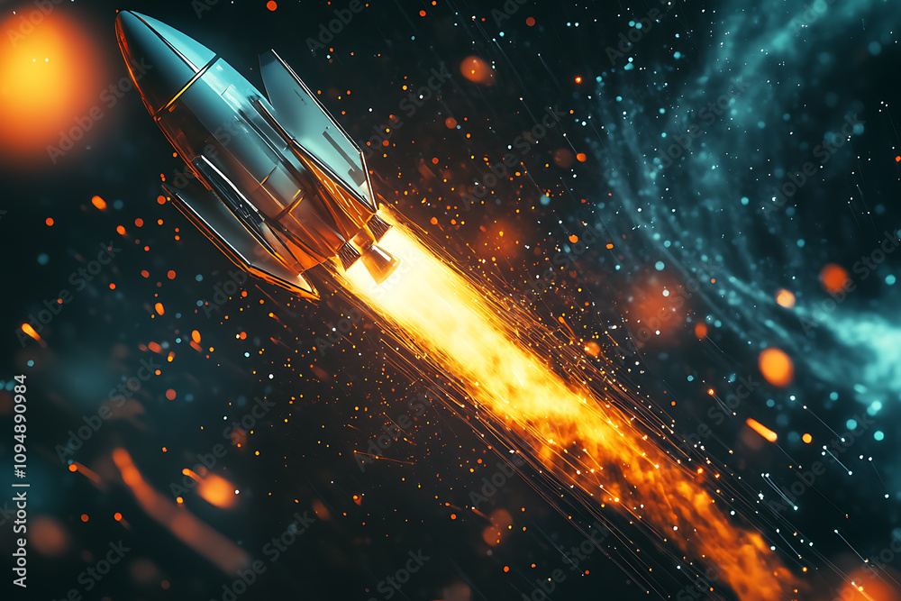 A 3D rendering of a rocket taking off, emerging dynamically from a laptop screen, symbolizing innovation, technology, and limitless possibilities in the digital age. A 3D rendering of a rocket taking off, emerging dynamically from a laptop screen, symbolizing innovation, technology, and limitless possibilities in the digital age.