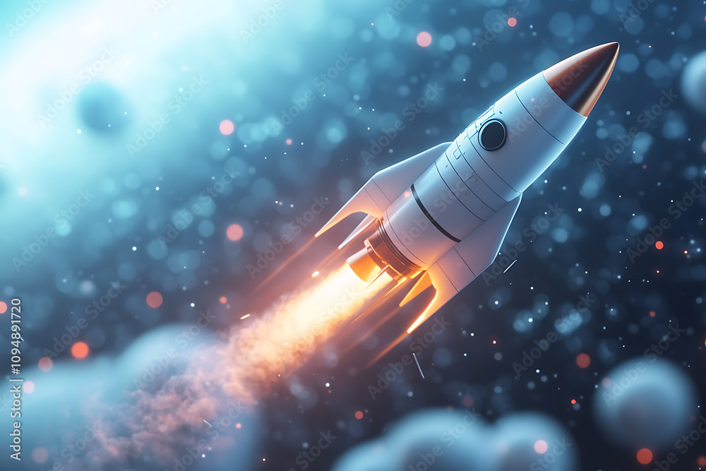 A 3D rendering of a rocket taking off, emerging dynamically from a laptop screen, symbolizing innovation, technology, and limitless possibilities in the digital age. A 3D rendering of a rocket taking off, emerging dynamically from a laptop screen, symbolizing innovation, technology, and limitless possibilities in the digital age.