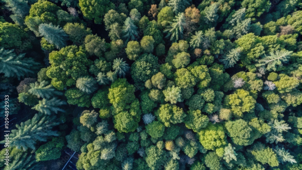 Aerial View of a Dense Forest Canopy with Green Trees Aerial View of a Dense Forest Canopy with Green Trees